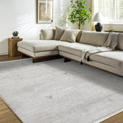 Neelam Gri Geometrik Pamuk Makine Halısı