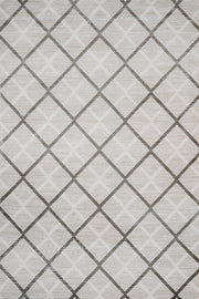 Beyaz Gri Baklava Geometrik Halı - Yıkanabilir - Kaymaz Taban - Pati Dostu