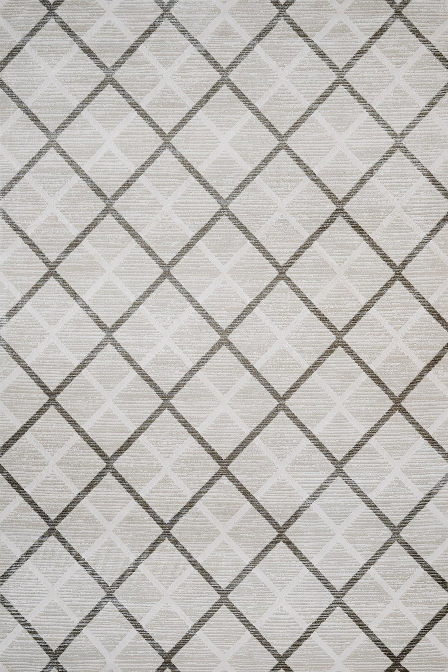 Beyaz Gri Baklava Geometrik Halı - Yıkanabilir - Kaymaz Taban - Pati Dostu