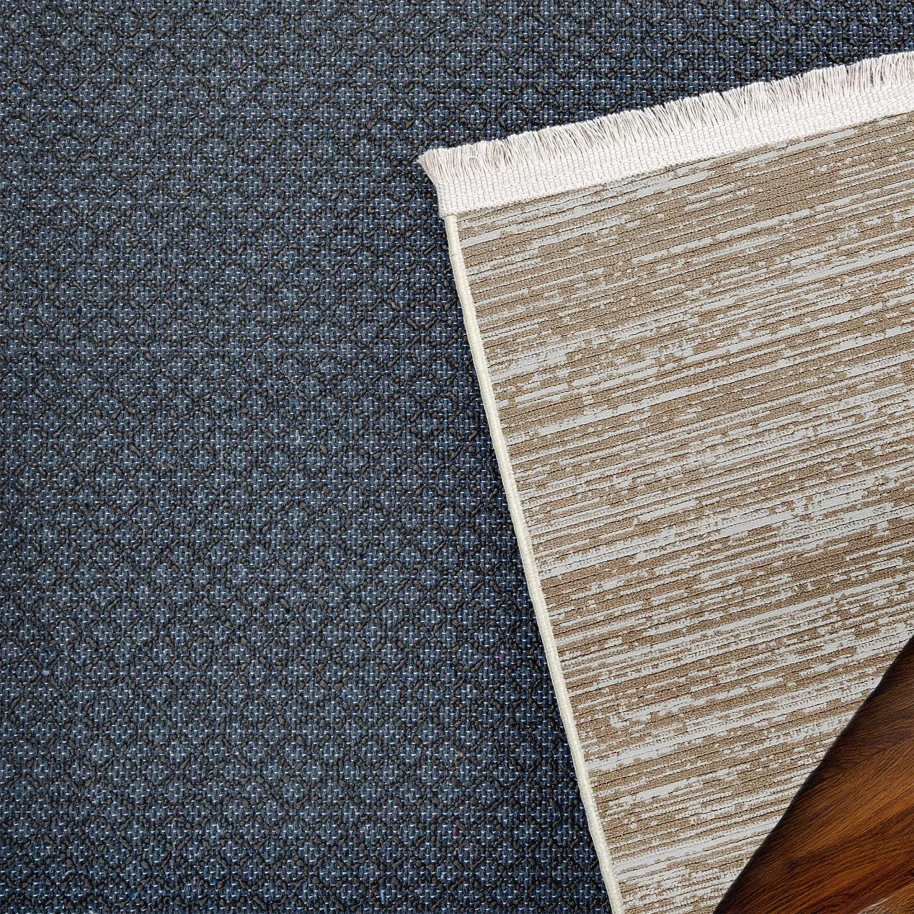 Vizon Dokulu Minimalist Halı - Yıkanabilir - Kaymaz Taban - Pati Dostu