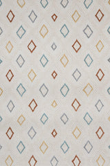 Cream Blue Modern Geometric Living Room Rug