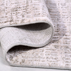 Bej Modern Akrilik Makine Halısı