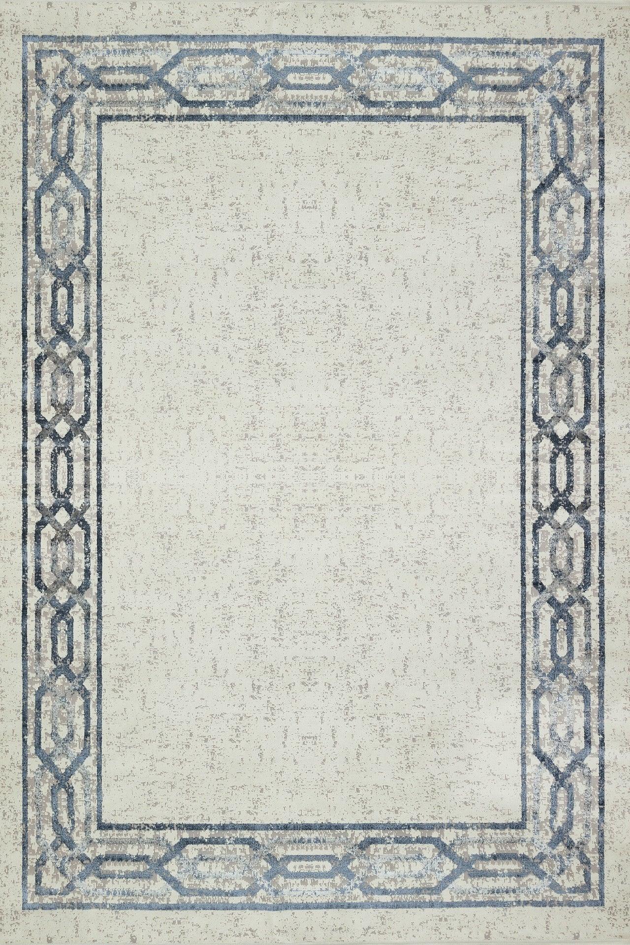 Gri Krem Geometrik Modern Halı - Yıkanabilir - Kaymaz Taban - Pati Dostu