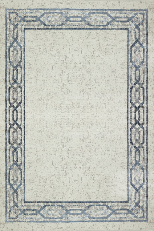 Gri Çerçeveli Modern Etnik Desenli Halı  | Makinada Yıkanabilir | Hav Toz Vermez | Leke Tutmayan | Kaymaz Taban | Dijital Makine Baskı | Salon Yolluk Mutfak Halısı