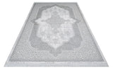 Light Grey Dark Grey Classic Medallion Living Room Rug - Acrylic