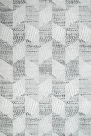 Beyaz Gri Dokulu Geometrik Halı - Yıkanabilir - Kaymaz Taban - Pati Dostu