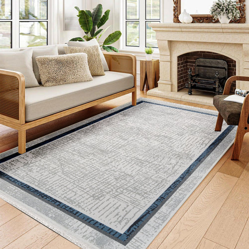 Annie Gri Çerçeveli Akrilik Makine Halısı