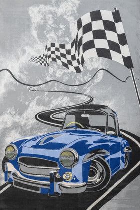 Gri Mavi Bebek Figürlü Halı - Yıkanabilir - Kaymaz Taban - Pati Dostu