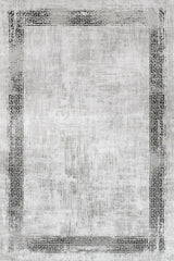 Light Grey Dark Grey Distressed Living Room Rug - Cotton Digital Print