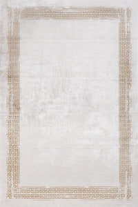 White & Beige Geometric Area Rug
