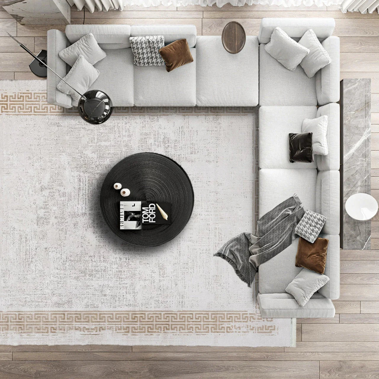 Bej Krem Minimalist Modern Halı - Yıkanabilir - Kaymaz Taban - Pati Dostu