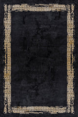Black Gold Classic Geometric Living Room Rug - Cotton