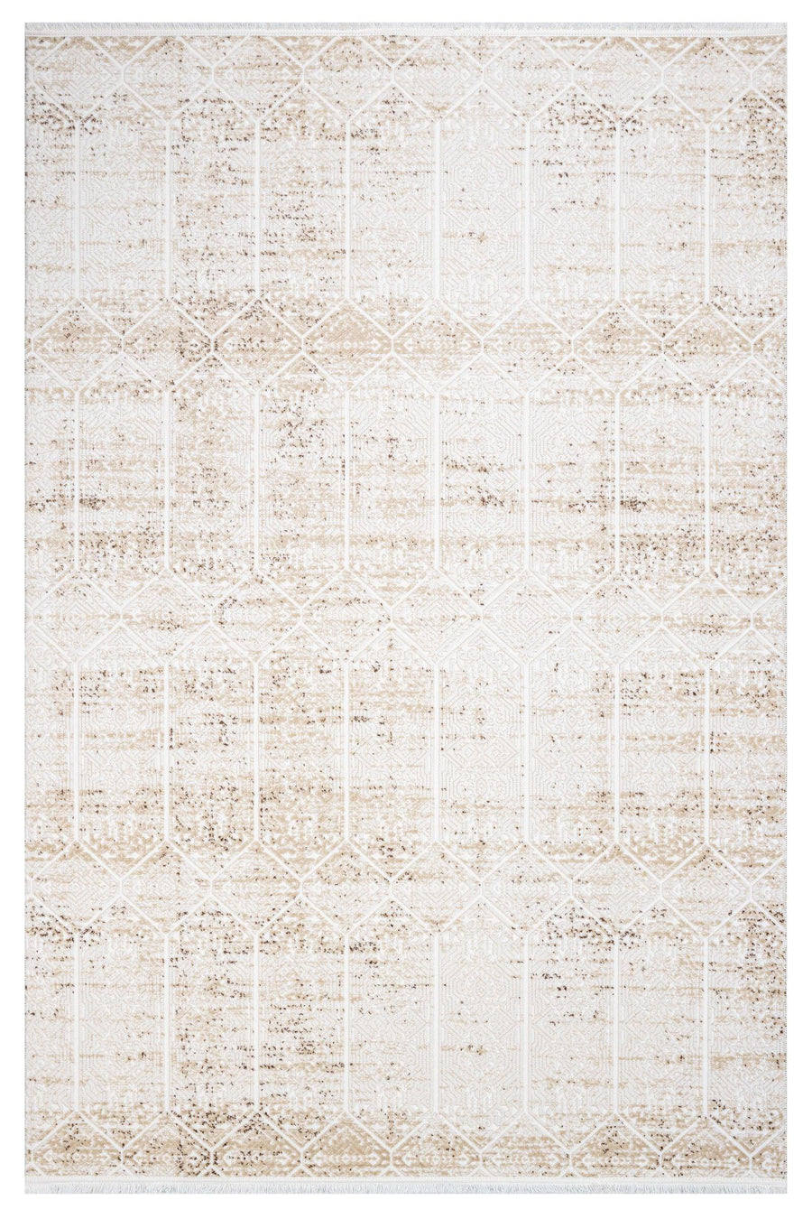 Modern Cream and Beige Geometric Non-Slip Rug – in the living room
