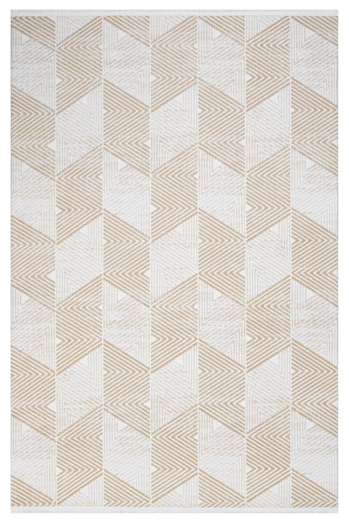 Cali Krem Geometrik Akrilik Makine Halısı