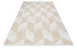 White Beige Modern Geometric Living Room Rug - Acrylic