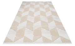 Cali Krem Geometrik Akrilik Makine Halısı