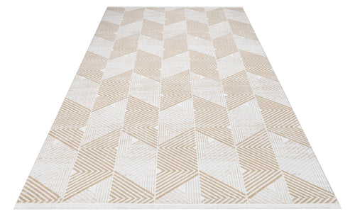 Cali Krem Geometrik Akrilik Makine Halısı