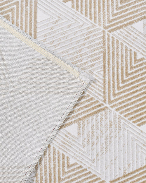 Cali Krem Geometrik Akrilik Makine Halısı