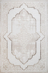 Cream Beige Distressed Living Room Rug - Cotton Digital Print