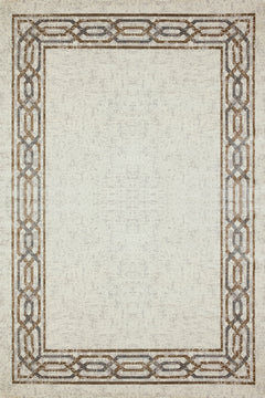 Gri Çerçeveli Modern Etnik Desenli Halı  | Makinada Yıkanabilir | Hav Toz Vermez | Leke Tutmayan | Kaymaz Taban | Dijital Makine Baskı | Salon Yolluk Mutfak Halısı