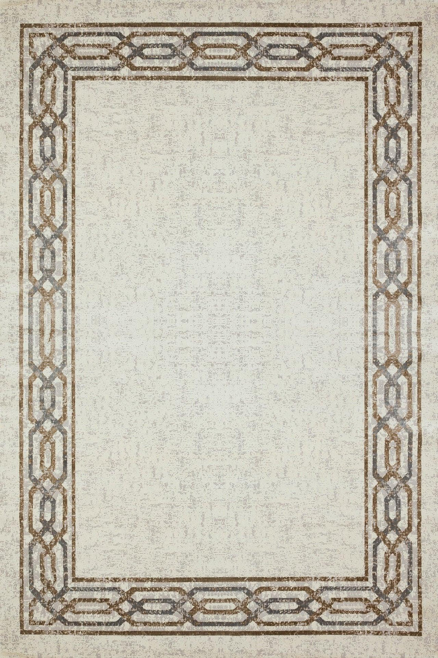 Modern Cream and Grey Bordered Area Rug – in the hallway