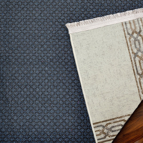 Gri Çerçeveli Modern Etnik Desenli Halı  | Makinada Yıkanabilir | Hav Toz Vermez | Leke Tutmayan | Kaymaz Taban | Dijital Makine Baskı | Salon Yolluk Mutfak Halısı