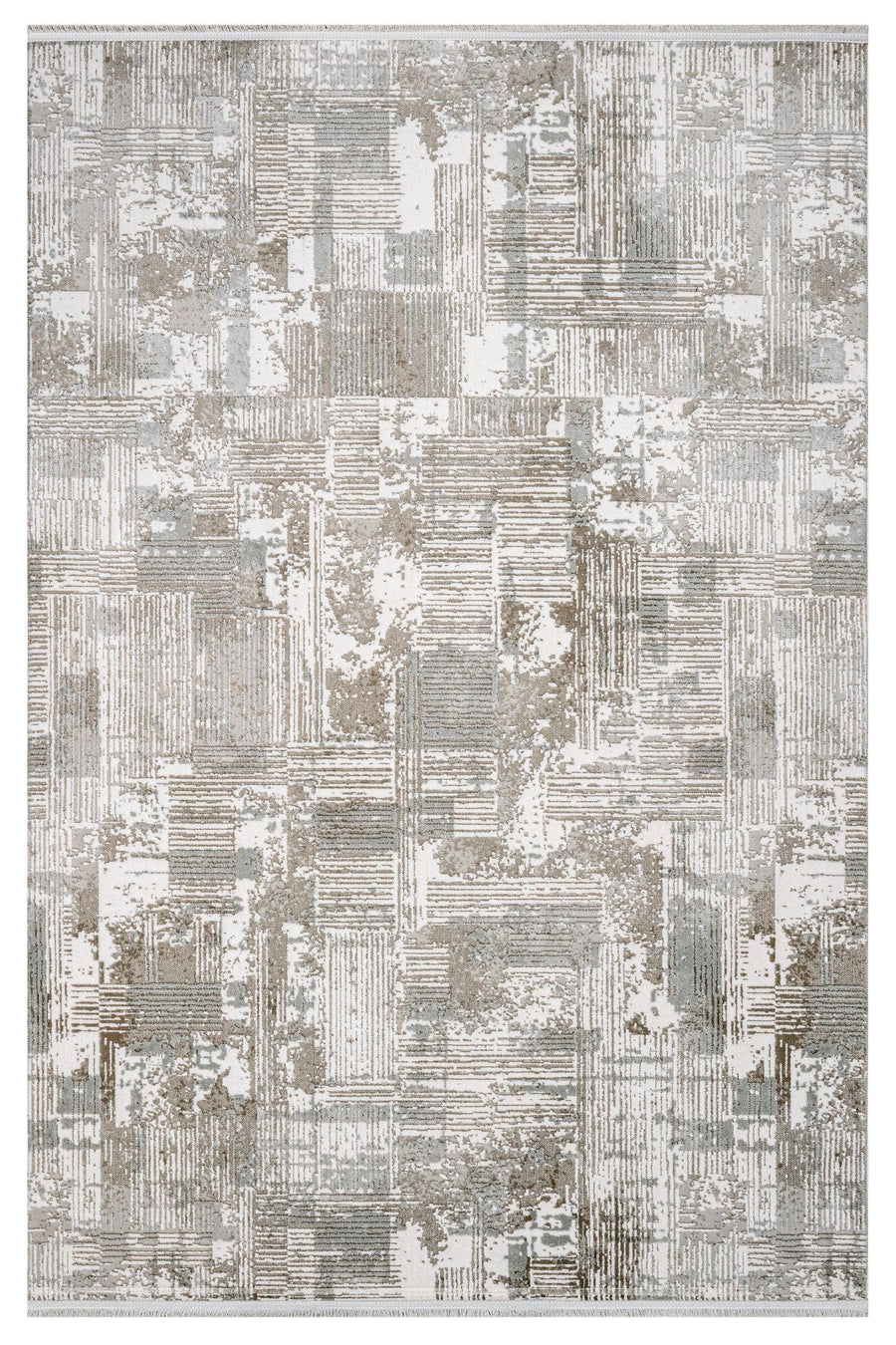 Grey and Beige Abstract Area Rug for Living Room – in the living room