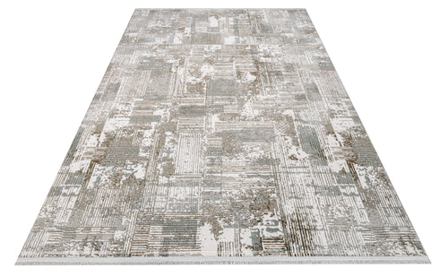 Melissa Gray Striped Acrylic Machine Rug