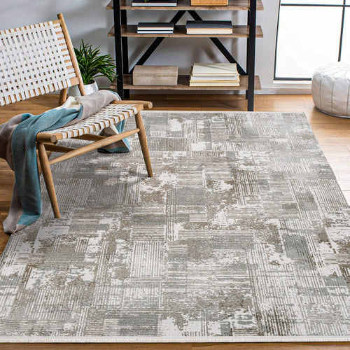 Melissa Gri Çizgili Akrilik Makine Halısı