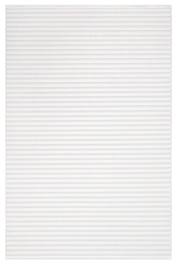 Beyaz Krem Minimalist Modern Triko Halı - Pati Dostu - Toz Vermez