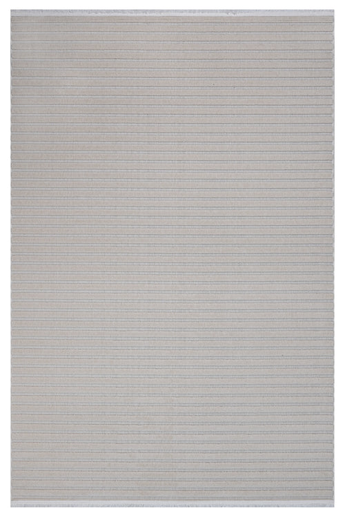 Isabella Gray Striped Polyester Machine Made Rug