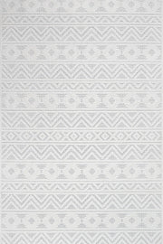 Beyaz Gri Geometrik Minimalist Halı - Yıkanabilir - Kaymaz Taban - Pati Dostu