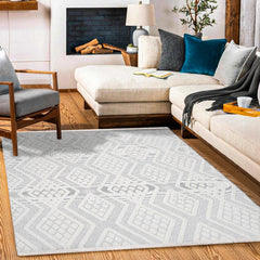 Scarlett Krem Geometrik Polyester Makine Halısı