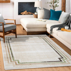 Priscilla Bej Çerçeveli Akrilik Makine Halısı