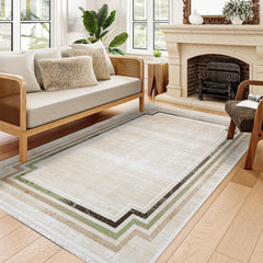 Priscilla Bej Çerçeveli Akrilik Makine Halısı