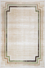 Beige Brown Minimalist Living Room Rug - Cotton Digital Print