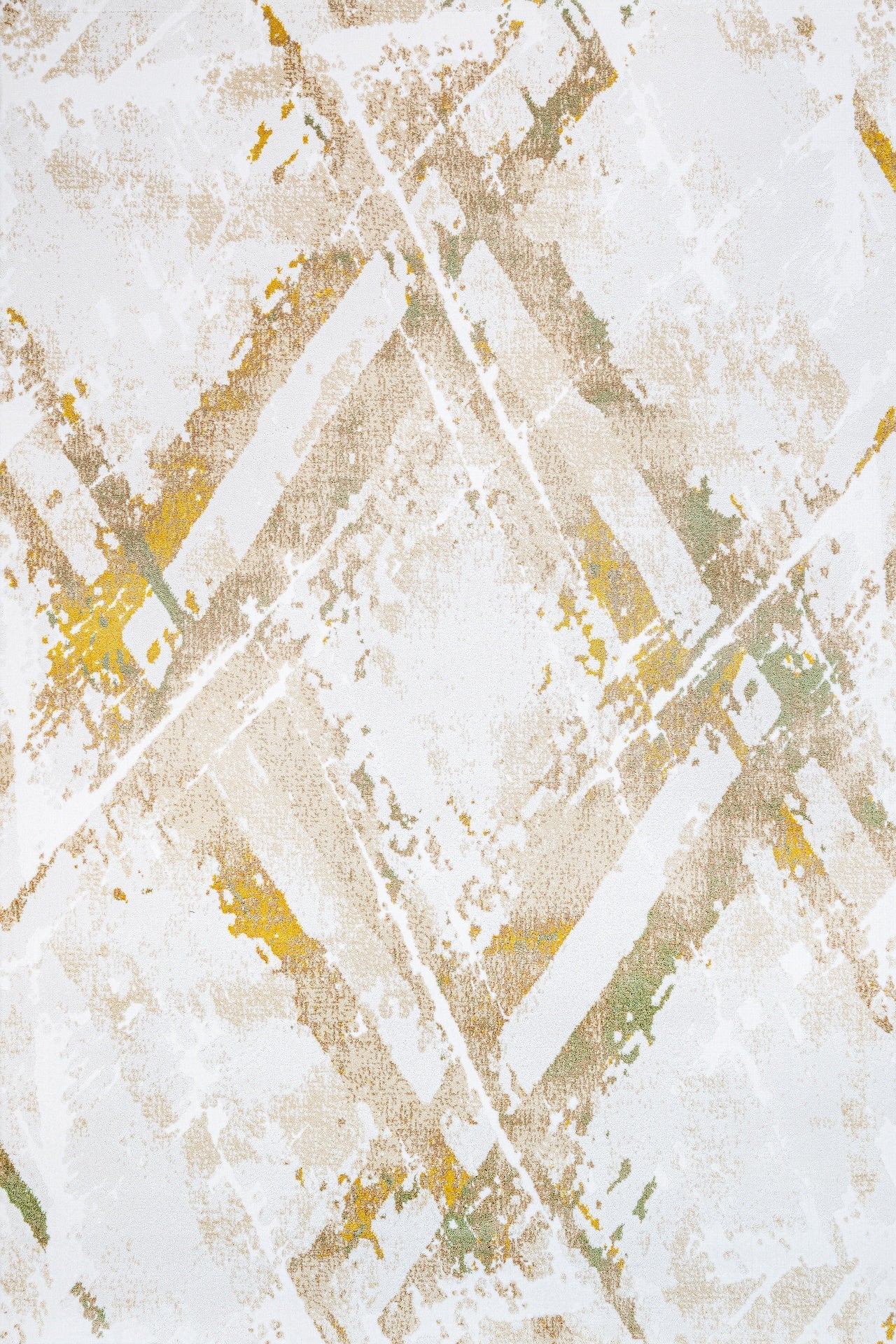 Bej Gold Bohem Geometrik Halı - Yıkanabilir - Kaymaz Taban - Pati Dostu