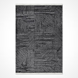 Modern Gri Geometrik Desenli Akrilik Halı