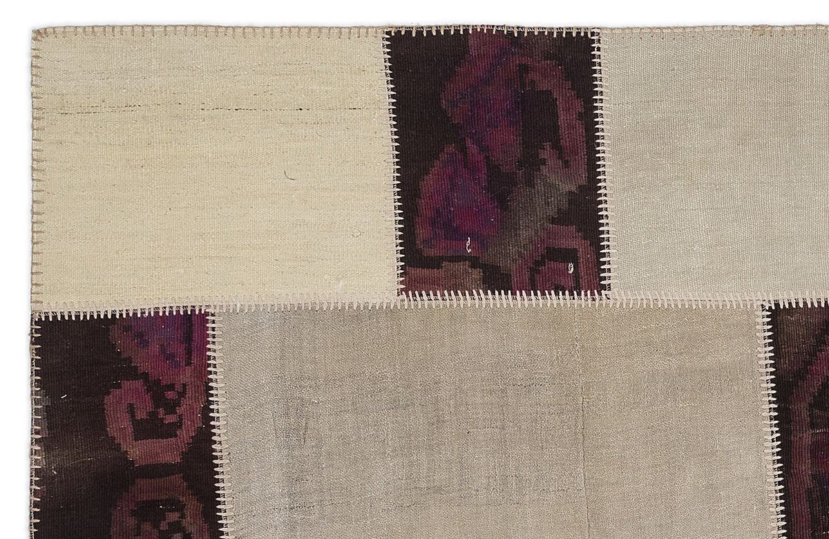 Kenove Bej ve Mor Çizgili El Dokuma Kilim 160x230 cm – detay görünümü