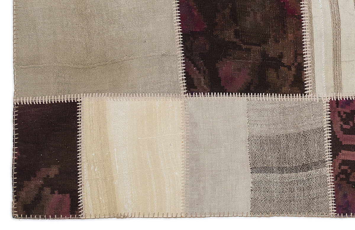 Kenove Bej ve Mor Çizgili El Dokuma Kilim 160x230 cm – detay görünümü
