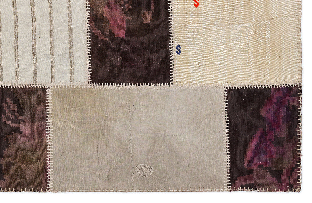 Kenove Bej ve Mor Çizgili El Dokuma Kilim 160x230 cm – detay görünümü