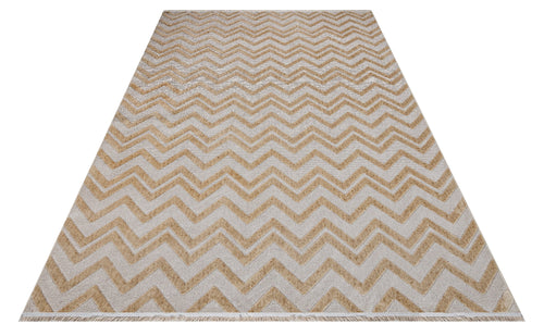 Slate Krem Geometrik Polyester Makine Halısı