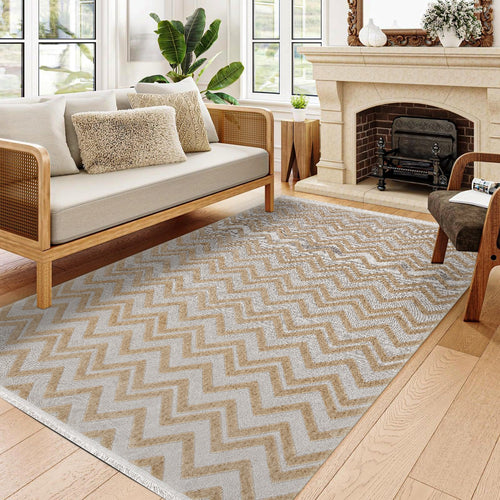 Slate Krem Geometrik Polyester Makine Alan Halısı