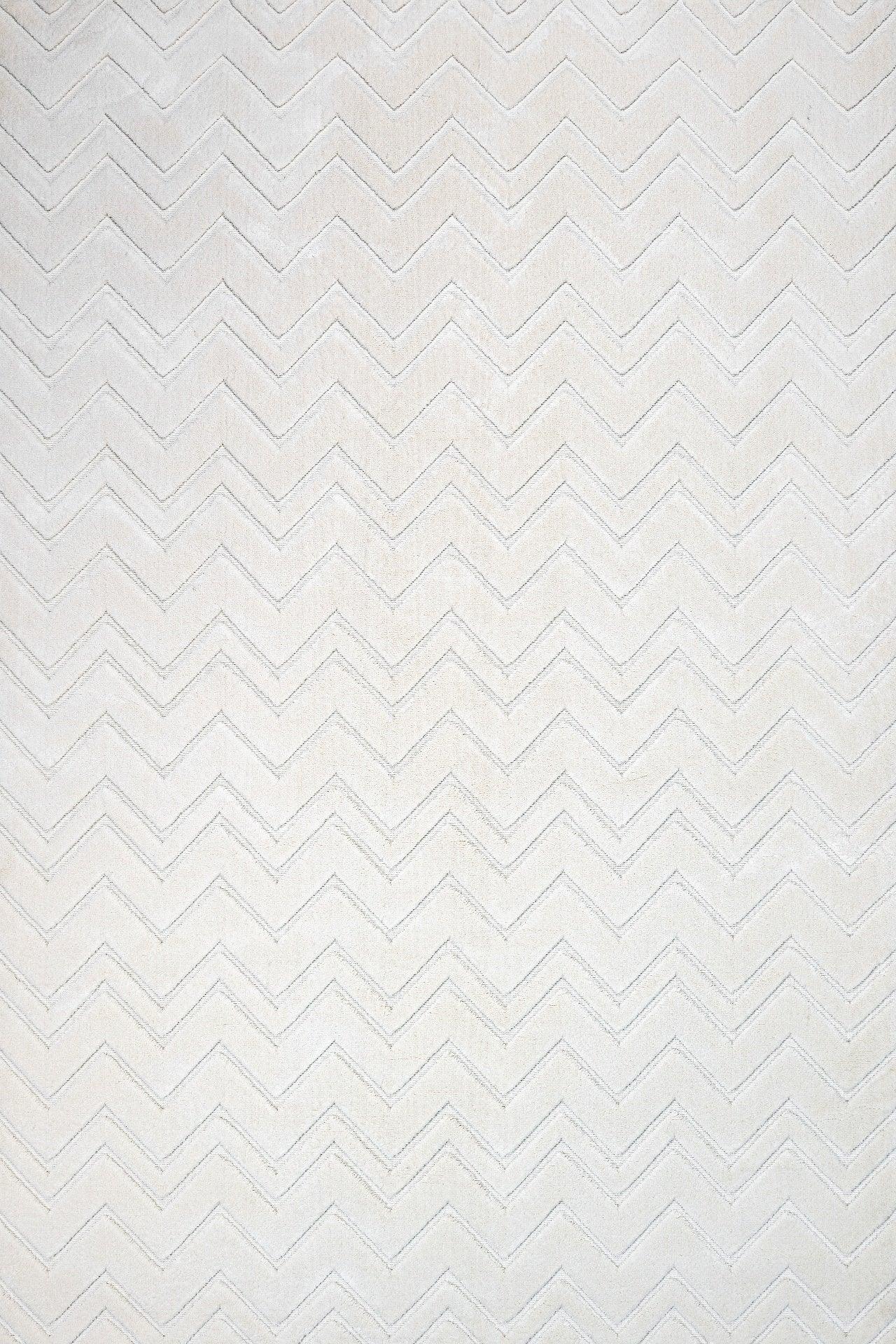 Bej Beyaz Geometrik Kabartmalı Halı - Yıkanabilir - Kaymaz Taban - Pati Dostu