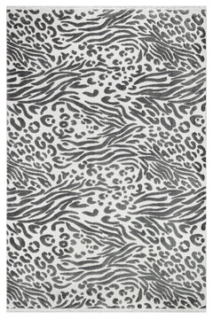 Sterling Gri Geometrik Polyester Makine Alan Halısı