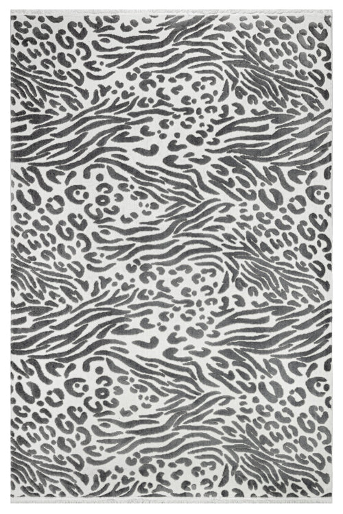 Sterling Gri Geometrik Polyester Makine Alan Halısı