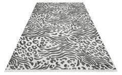 Sterling Gri Geometrik Polyester Makine Alan Halısı