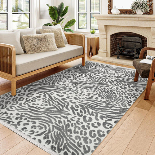 Sterling Gri Geometrik Polyester Makine Halısı