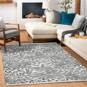 Sterling Gri Geometrik Polyester Makine Halısı