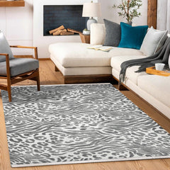 Sterling Gri Geometrik Polyester Makine Halısı